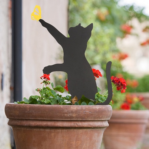 садовый декор "котенок с бабочкой"  фото 3
